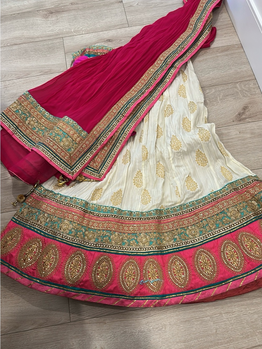 Traditional Women's - Pink and Ivory Embroidered Lehenga